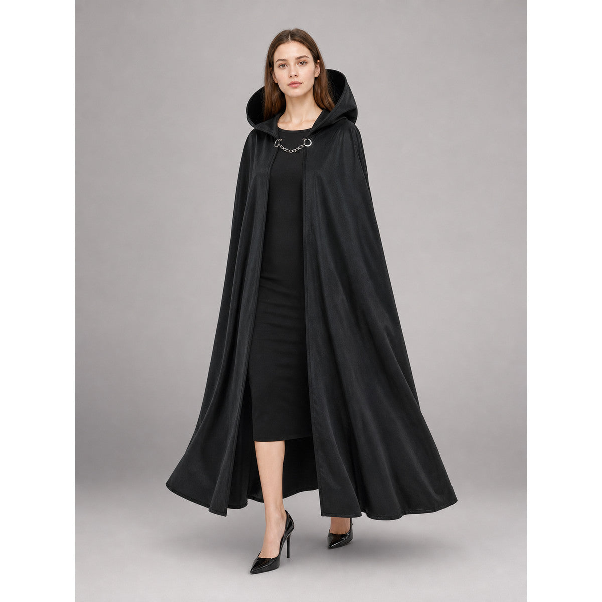 Black Hooded Costume Cloak for Cosplay