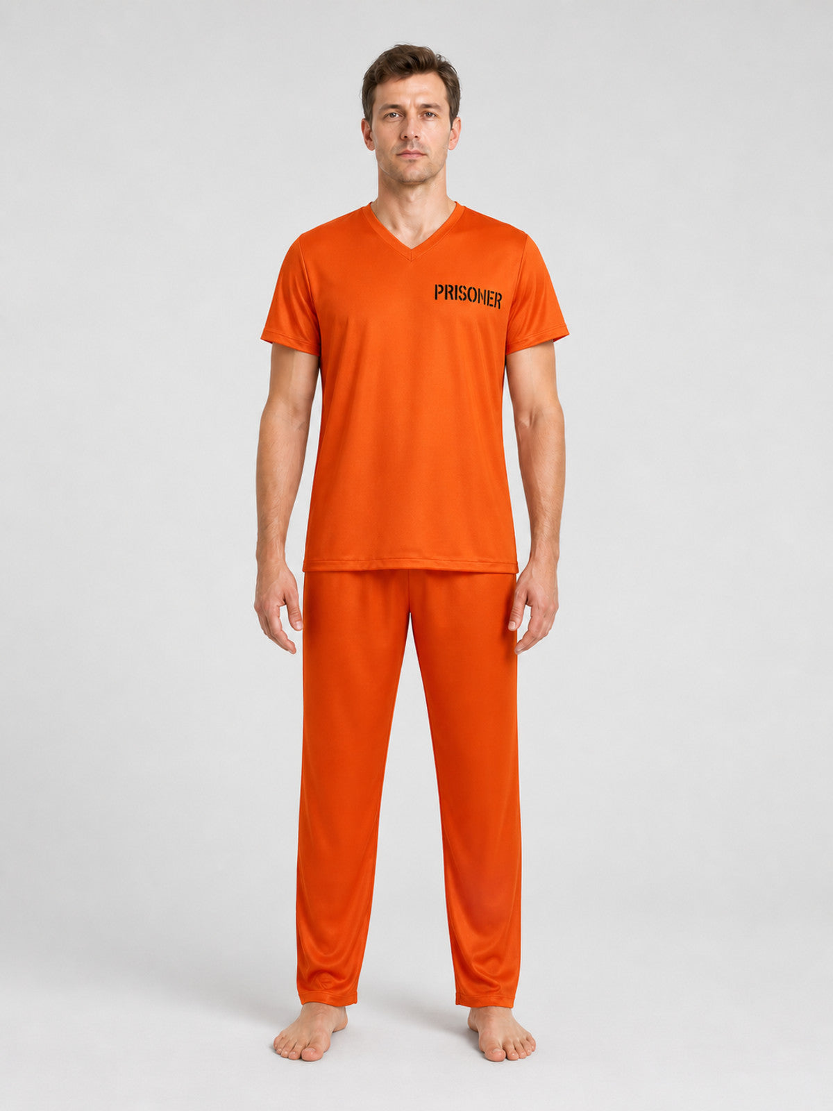 Orange Prisoner Costume for Cosplay, Set on-model view