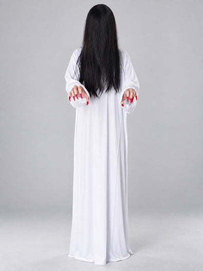 Halloween Costume White Long Robe with Sleeves