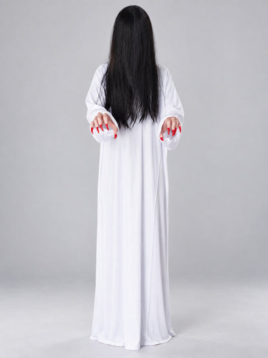 Halloween Costume White Long Robe with Sleeves