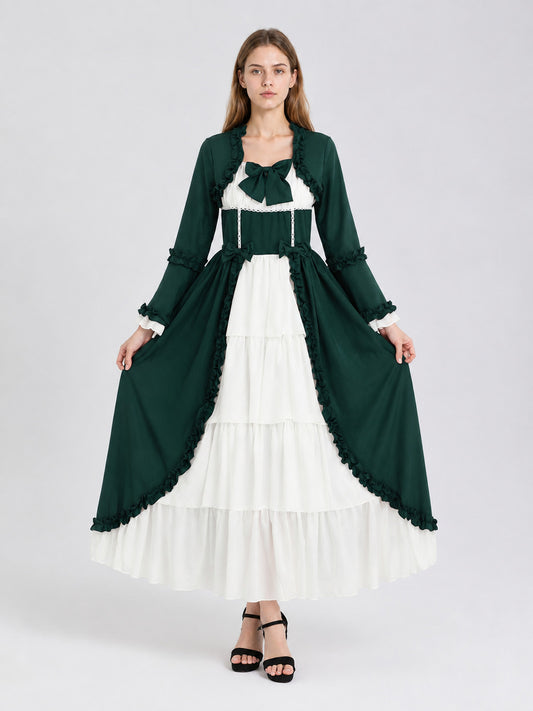 Carnival Dress with White Insert in a Historical Style on-model view
