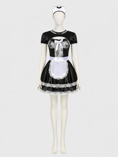 M–XL Maid Costume with White Apron and Bow