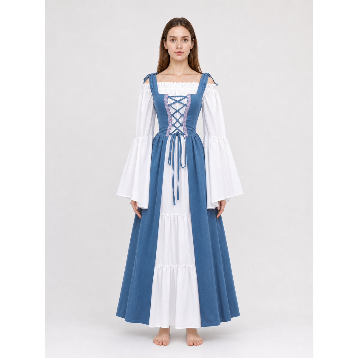 Medieval-Style Dress with a Square Neckline