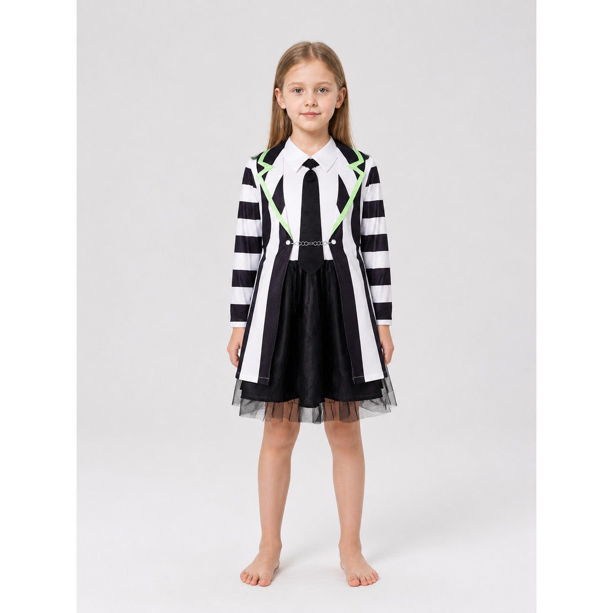 Striped Cosplay Costume, 2-Dress Set on-model view