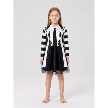 Striped Cosplay Costume, 2-Dress Set on-model view