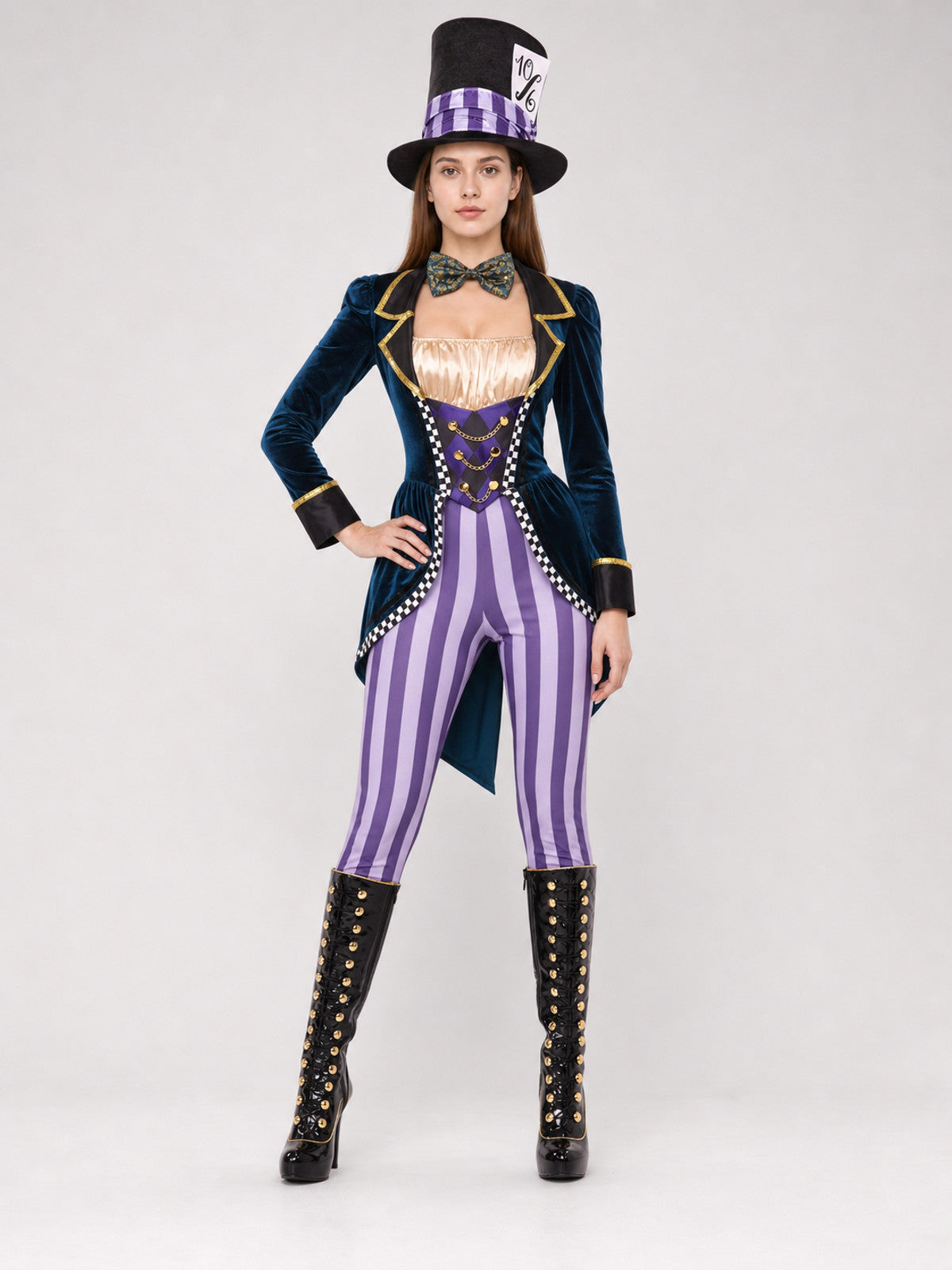 Clown Costume with Pants and Top Hat on-model view