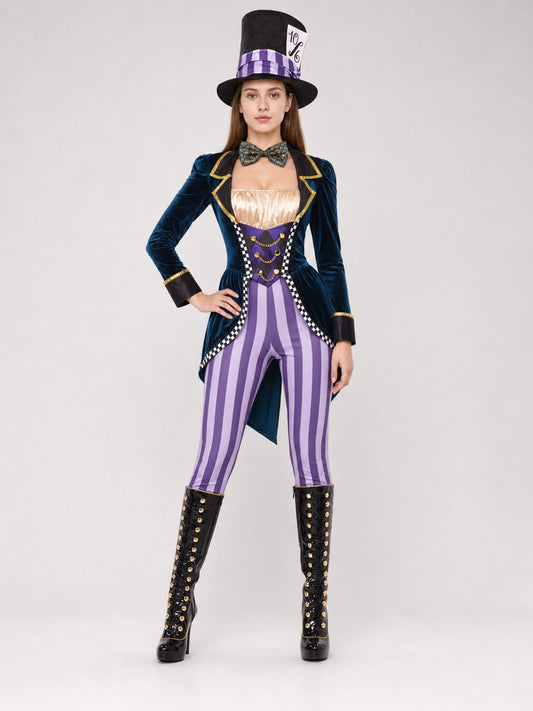 Clown Costume with Pants and Top Hat on-model view