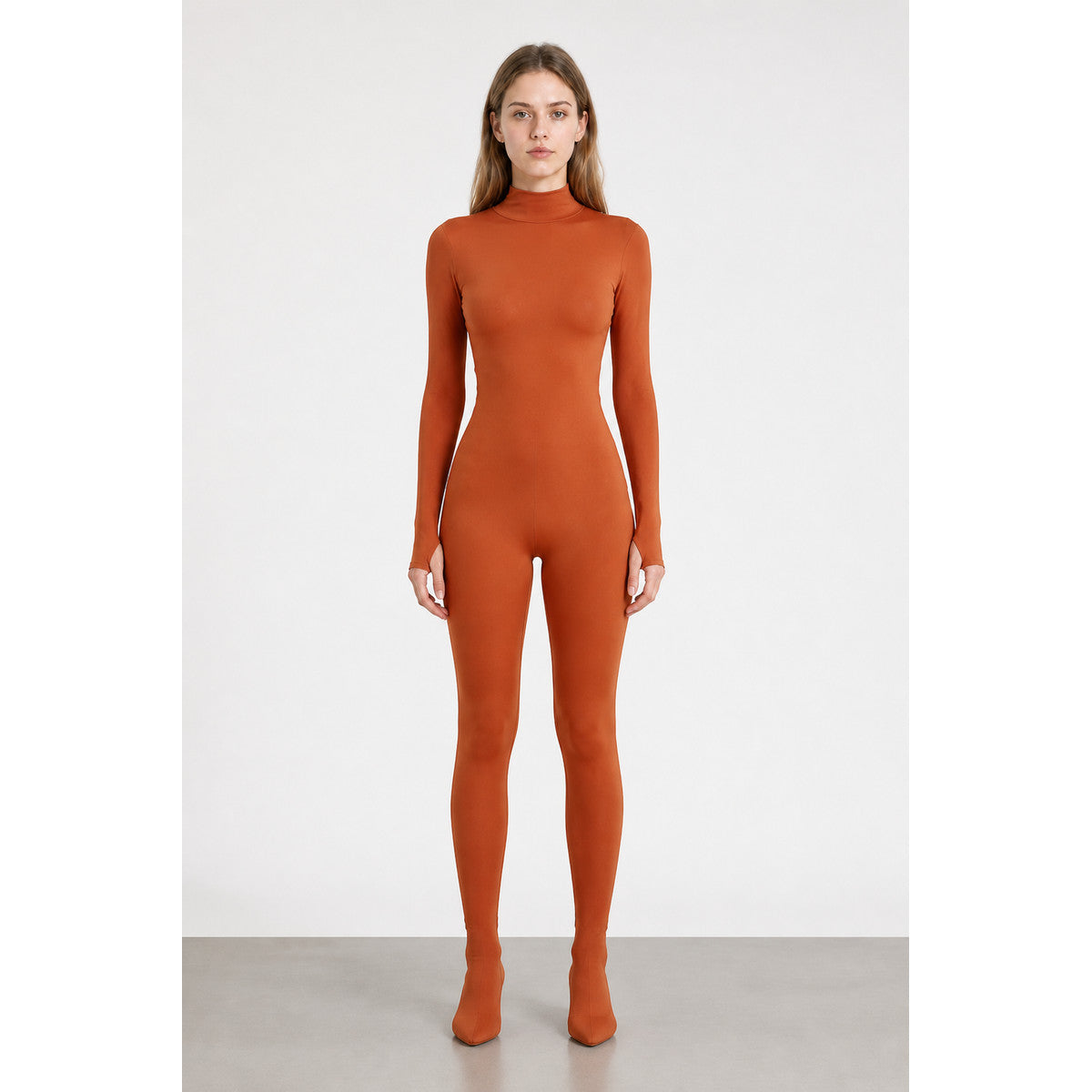 Jumpsuit with a High Collar and Covered Hands and Feet