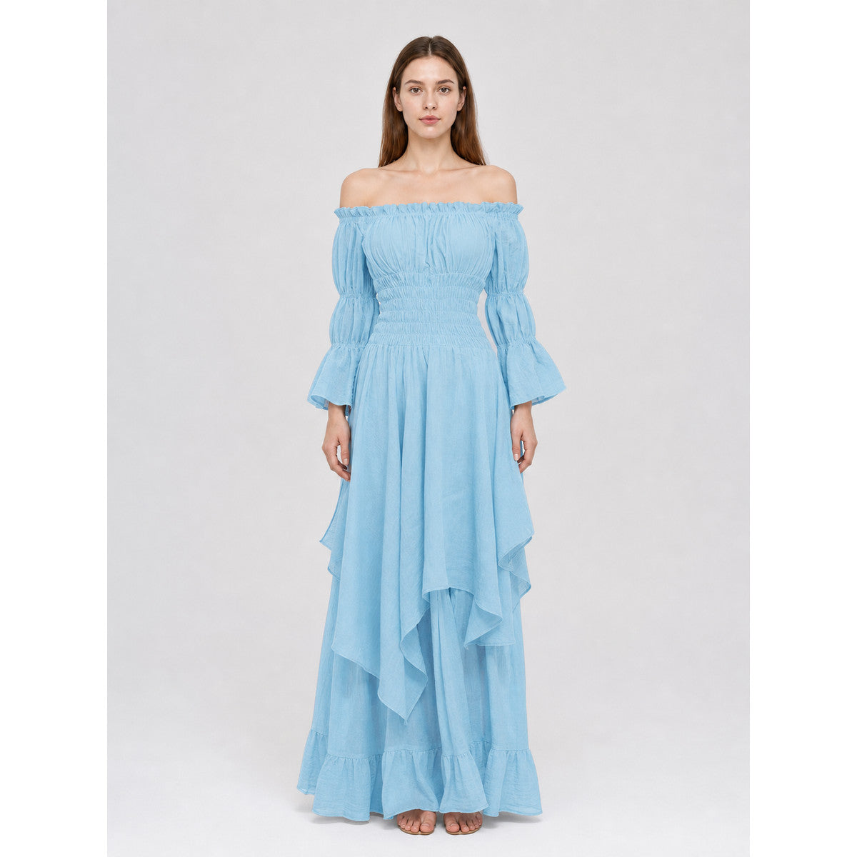 Off-the-Shoulder Dress with Long Sleeves on-model view