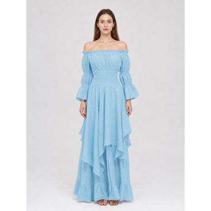 Off-the-Shoulder Dress with Long Sleeves on-model view