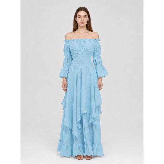 Off-the-Shoulder Dress with Long Sleeves on-model view