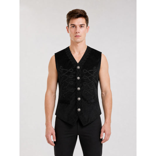 Decorative Embroidered Vest, Black, Vintage