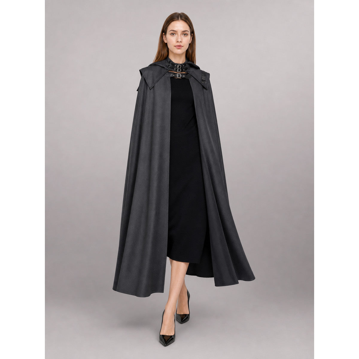 Black Gothic Hooded Carnival Cloak