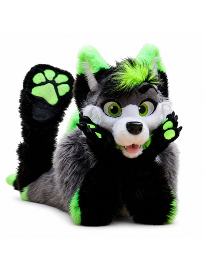 Green Grey White Long Fur Husky Dog Fox Purple Blue Mascot Costume Fursuit