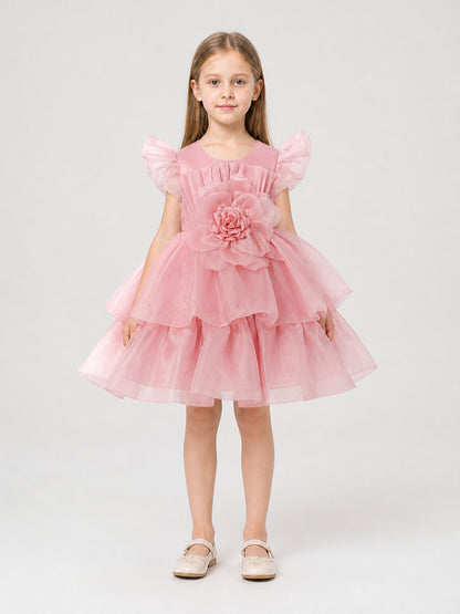 Full Princess Dress with Floral Decoration for Weddings on-model view