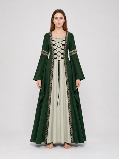 Historical Renaissance Long Dress with Lace-Up Detail