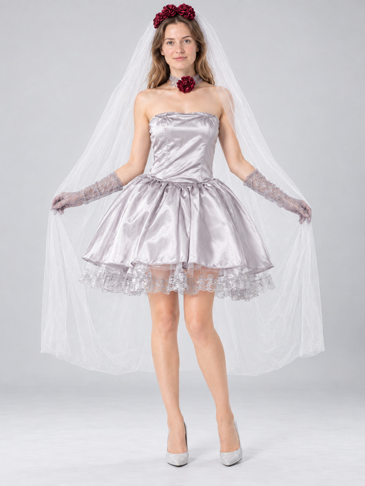 Vampire Costume with Veil and Gloves