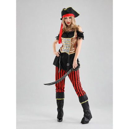 Pirate Costume with Hat for Halloween on-model view