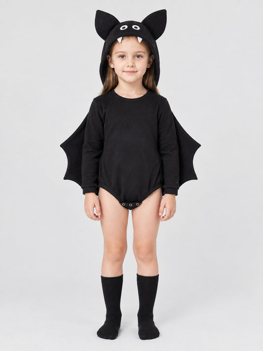 Black baby bat-wing bodysuit jumpsuit