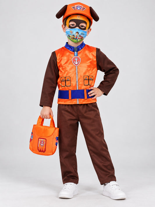 Kids' carnival costume with mask, hat, and bag