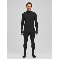 Black Hooded Bodysuit Costume with Gloves for Halloween