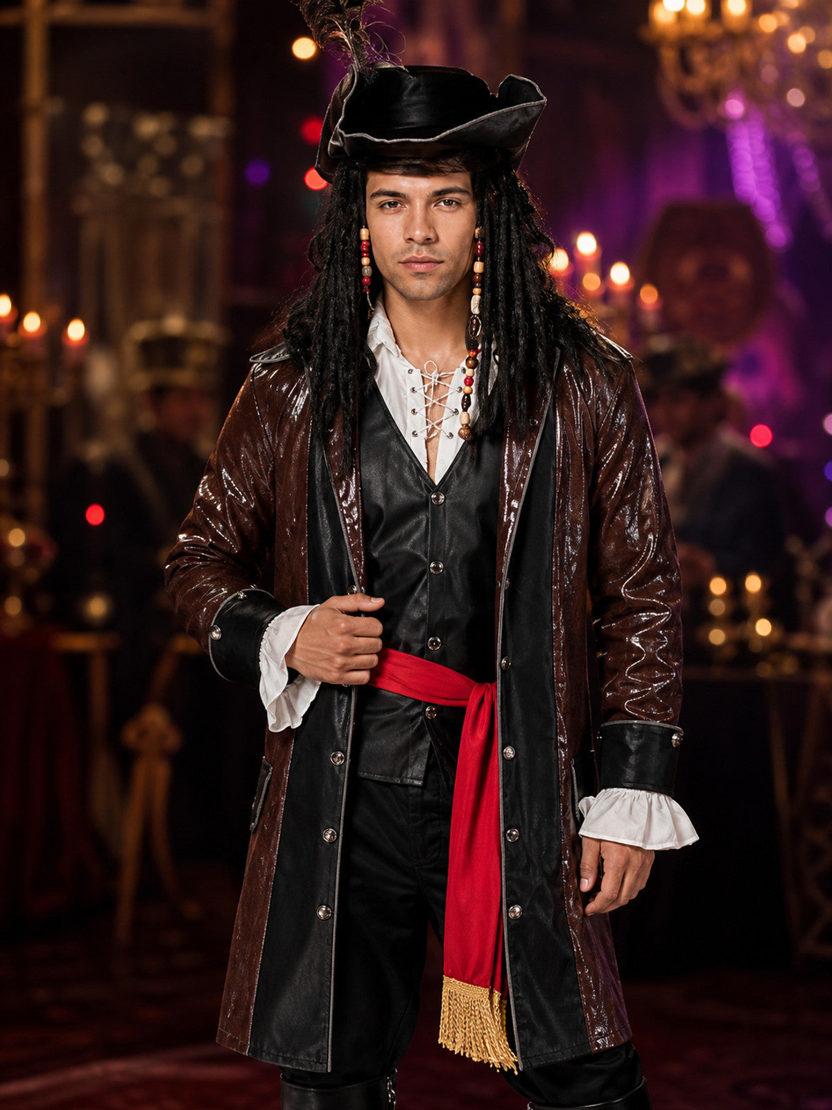 Retro-Style Pirate Costume for Cosplay and Halloween on-model view