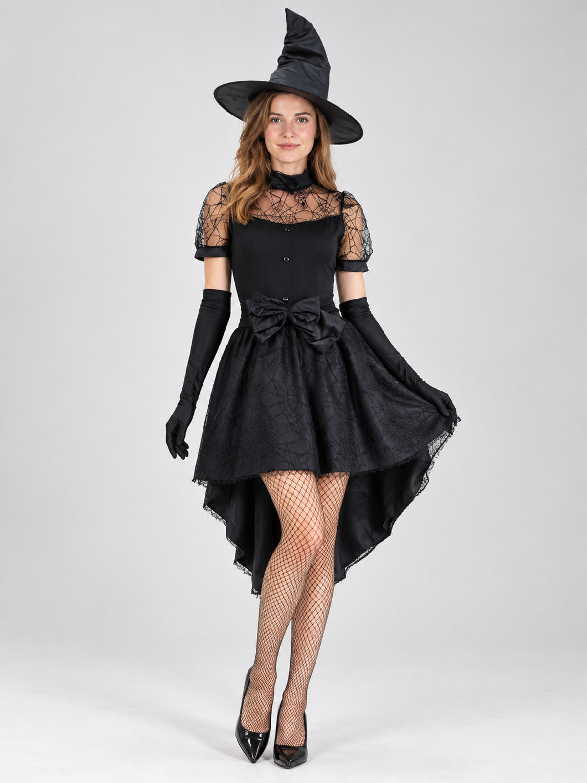 Black Carnival Costume: Dress, Hat, Gloves