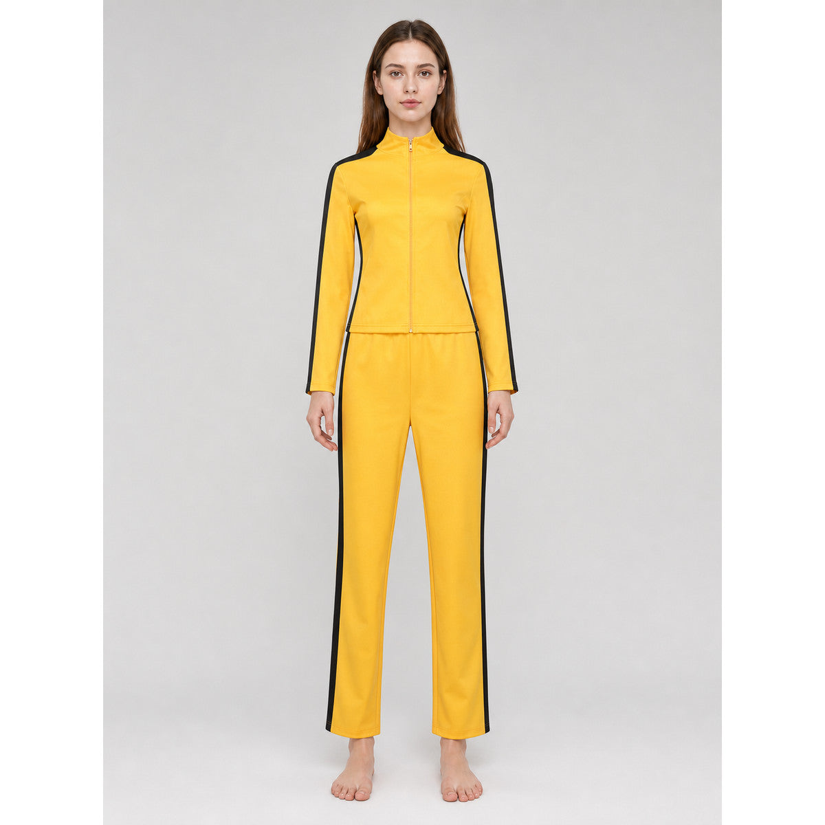 Kill Bill cosplay costume, yellow set on-model view