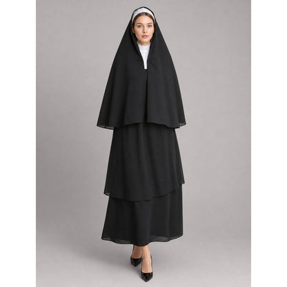 Black Carnival Cloak with White Headpiece
