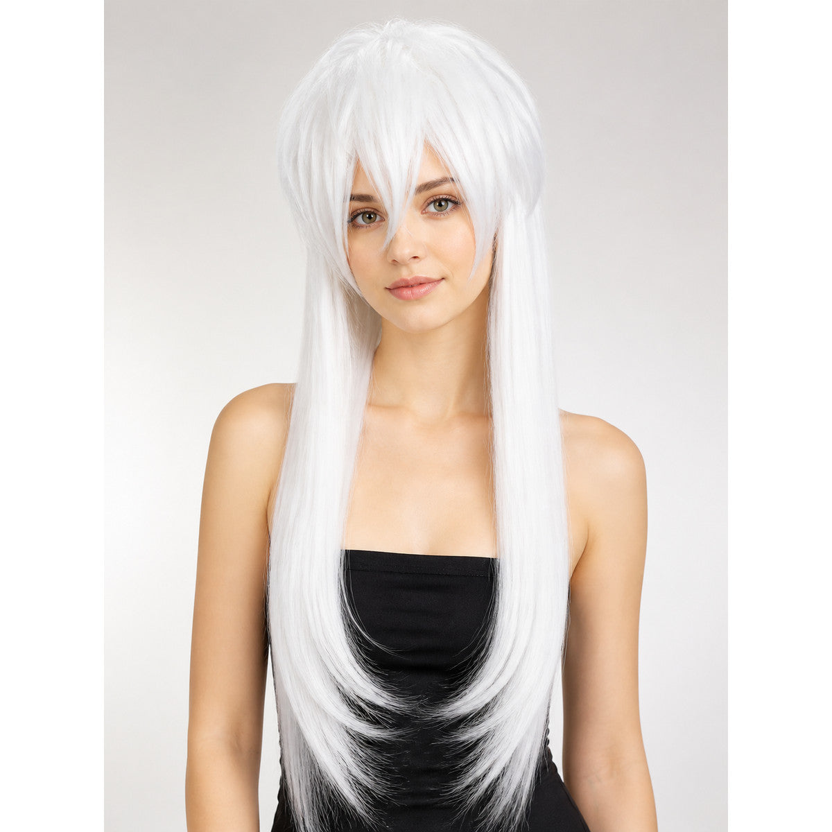 Long White Costume Wig for Halloween and Cosplay main product view