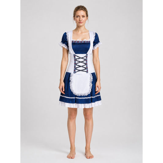 German Oktoberfest Dress with Apron and Lace on-model view