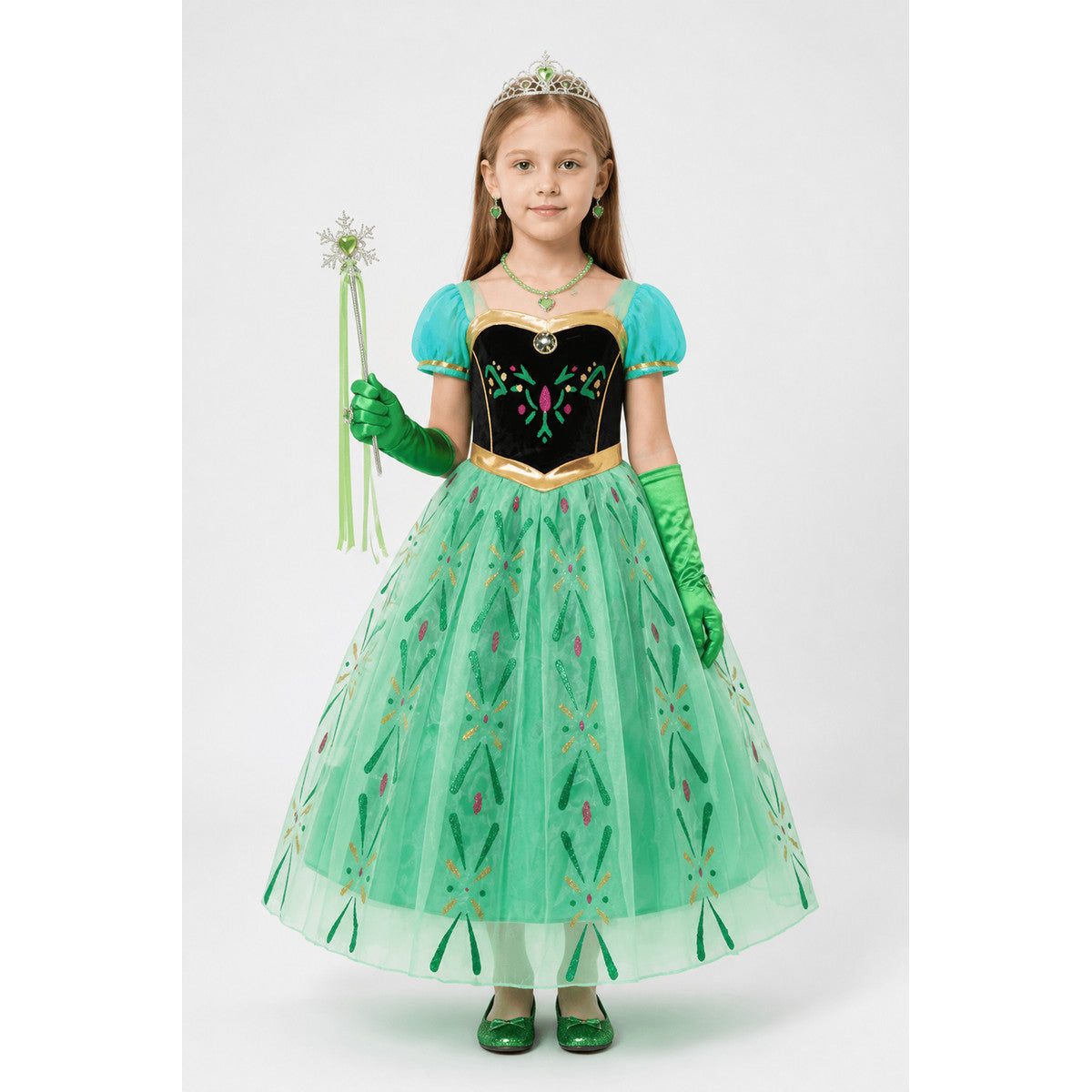 Princess Anna Costume with Crown and Accessories main product view