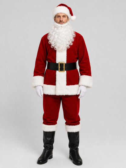 Red Santa Claus Costume, Cosplay Set on-model view