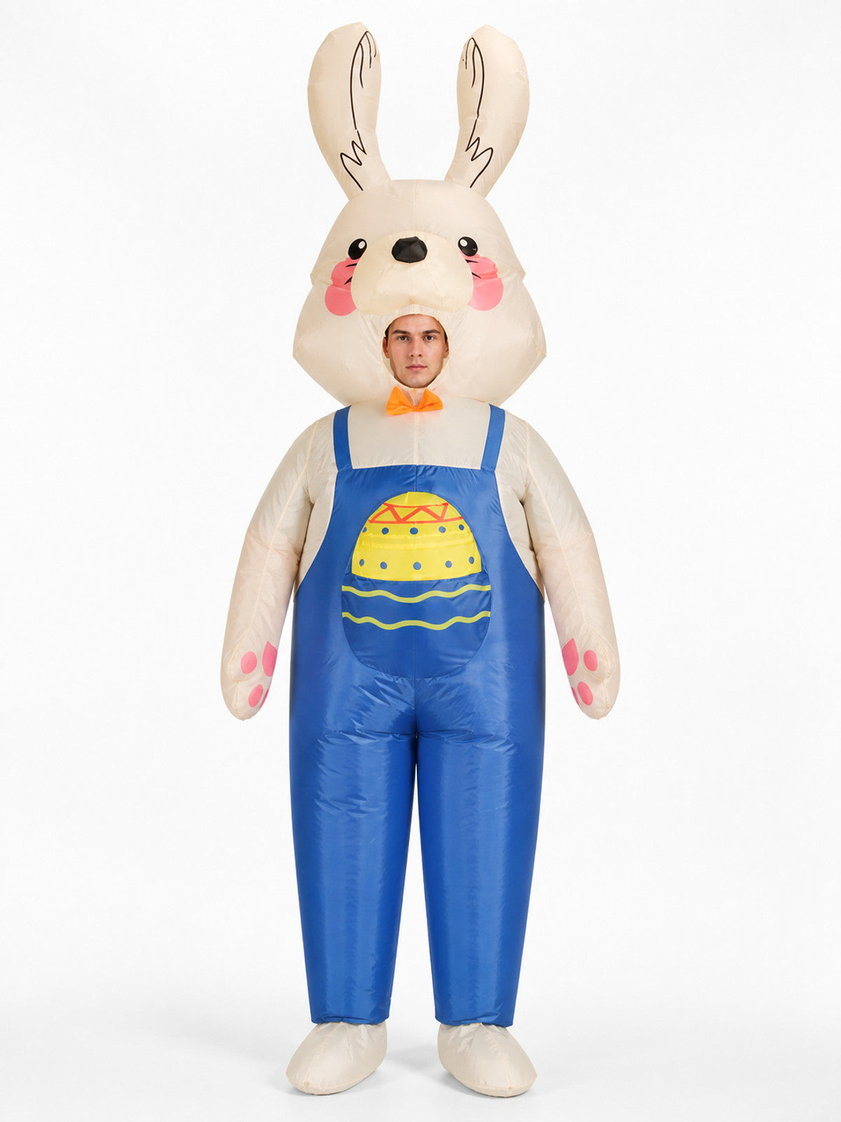 Inflatable Bunny Costume with Long Ears, Blue front view