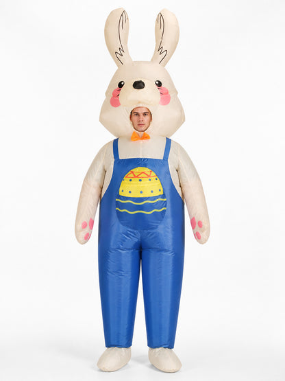 Inflatable Bunny Costume with Long Ears, Blue front view