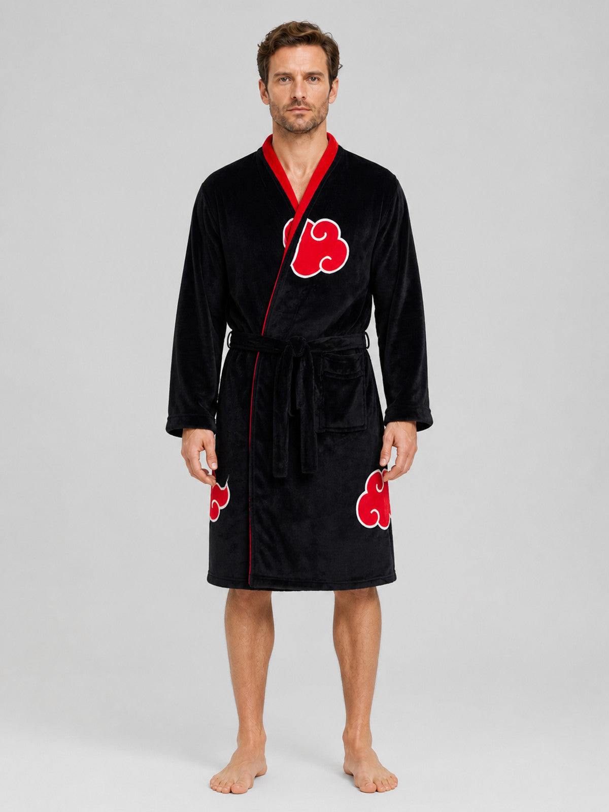Hooded Cosplay Costume Robe with Clouds on-model view