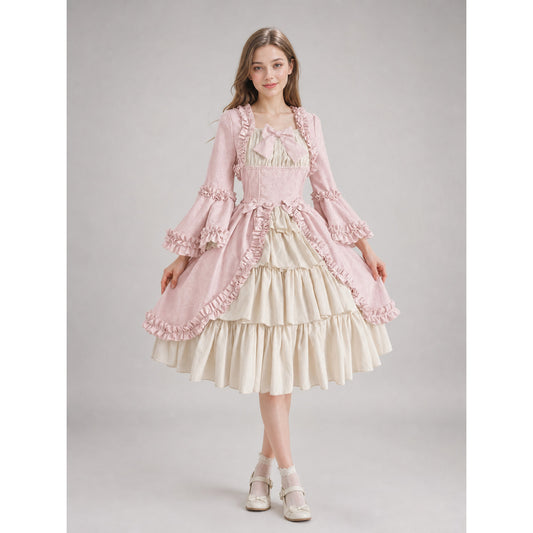Rococo-Style Dress Costume with Ruffles and a Bow