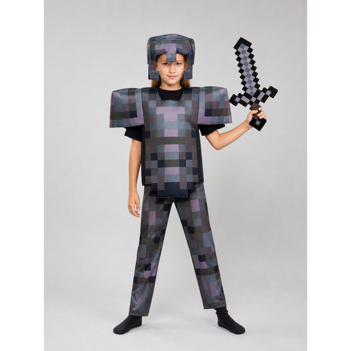 Pixel Cosplay Costume with Helmet and Sword
