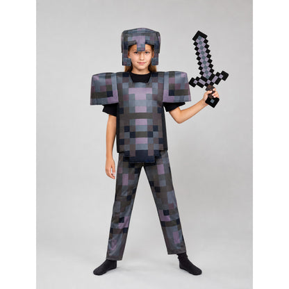 Pixel Cosplay Costume with Helmet and Sword