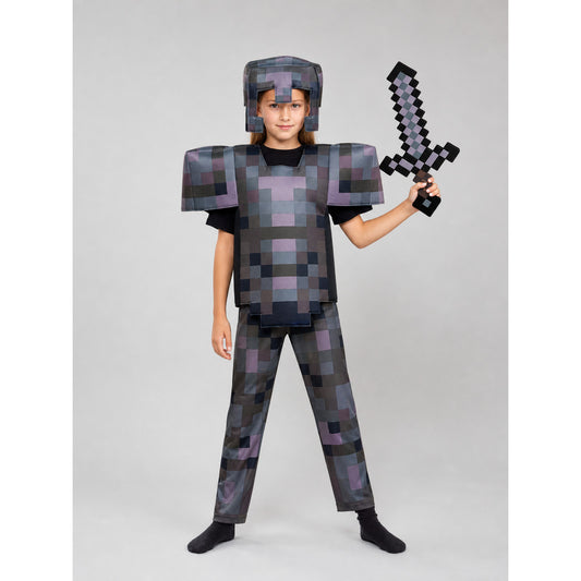 Pixel Cosplay Costume with Helmet and Sword