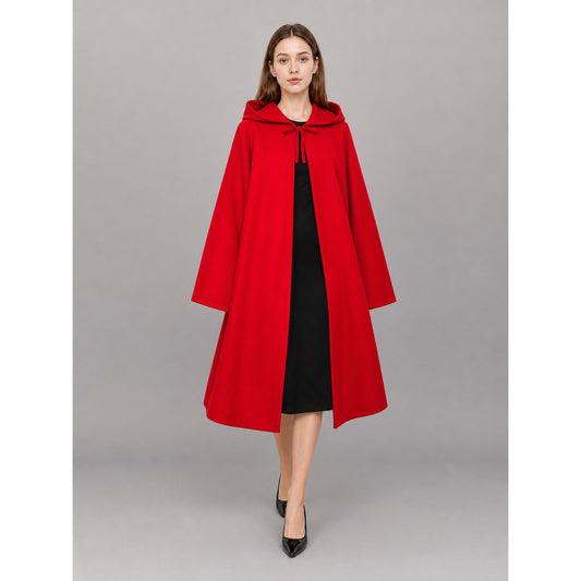 Long red hooded carnival cloak