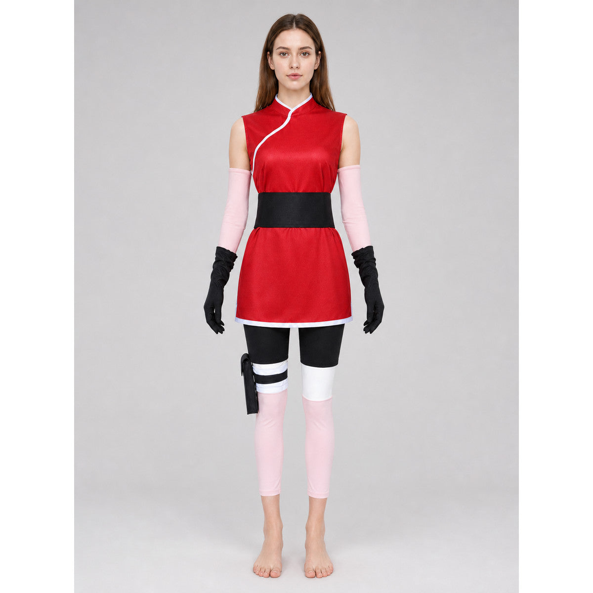 Sakura Red Cosplay Costume with Accessories front view