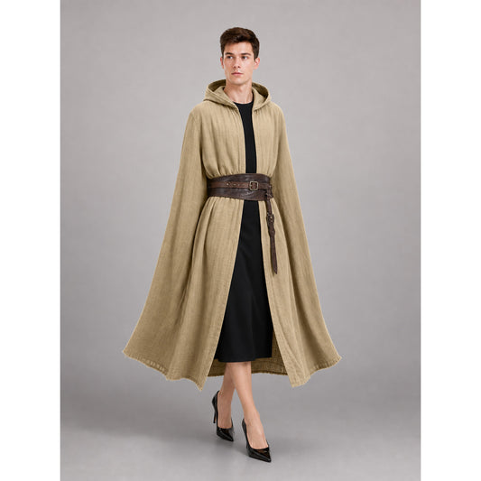 Khaki Hooded Medieval Carnival Cloak