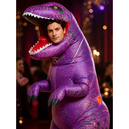 Purple Dinosaur Inflatable Costume for Adults and Kids - Halloween Cosplay on-model view