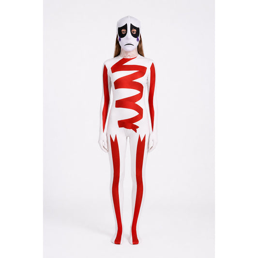 Pomni Cosplay Costume with Mask, White and Red main product view