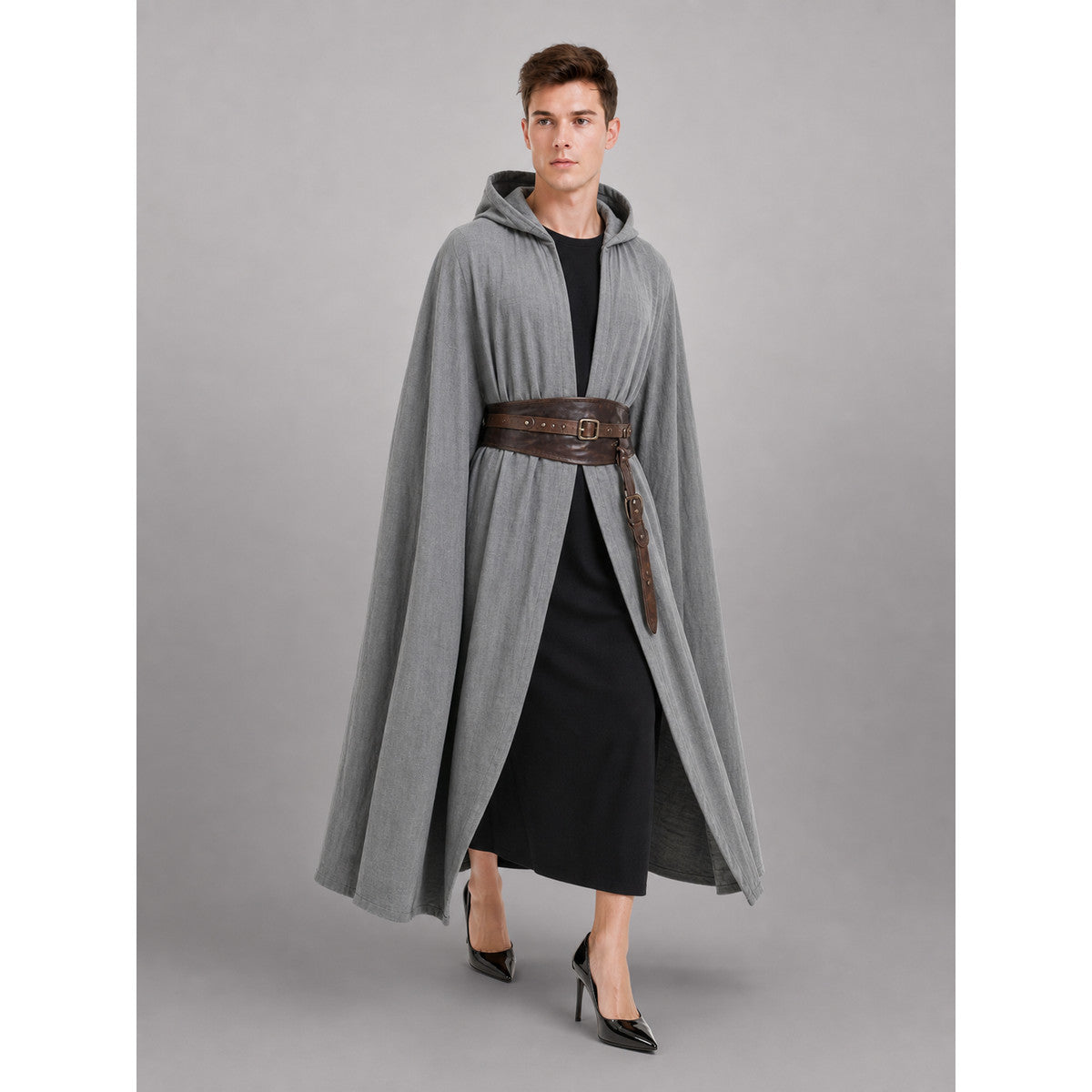 Gray Hooded Costume Cloak for Cosplay
