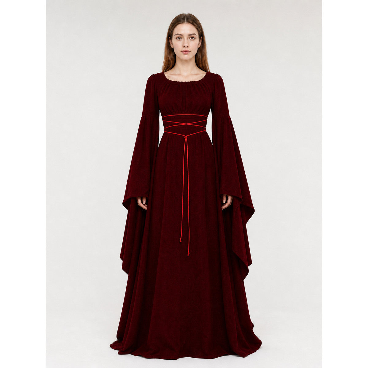 Maxi Dress with Corset Lacing and Ruffles