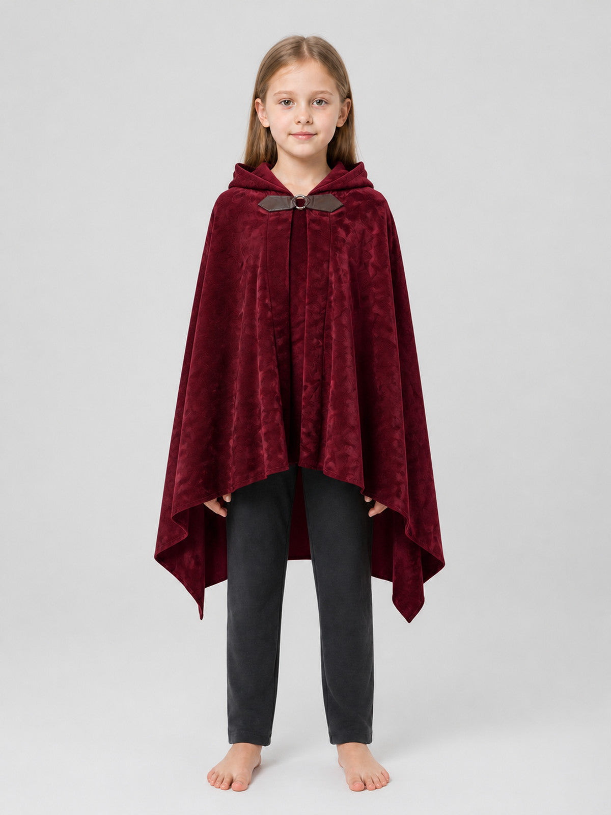 Elf Hooded Cloak with a Pointed Hem for Cosplay on-model view