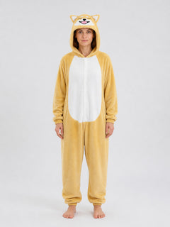 Husky Hooded Flannel Pajama Jumpsuit