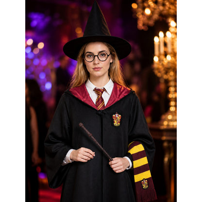 Men Women Kids Wizard Halloween Costume Set, Cape-Style Robe with Pointed Hat on-model view